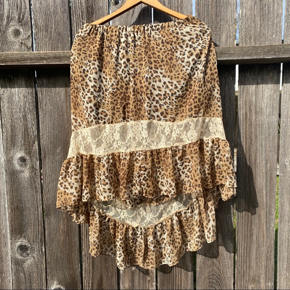 Day trip Cat Print Hi-low Skirt M EUC Buckle